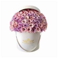 Signature Lavender & Pink Roses In A Box · Throughout history, roses have always been considered as the flower of elegance, love, roman...