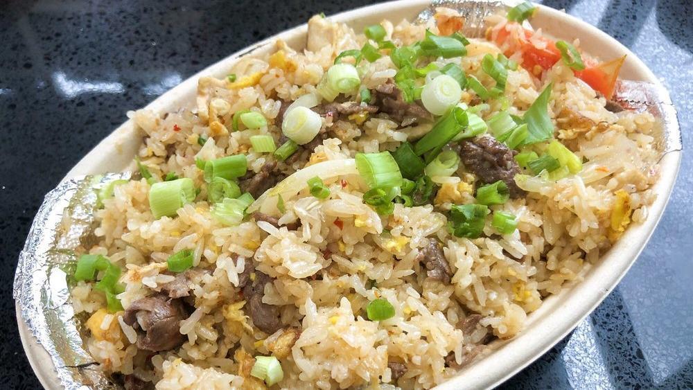 Duck Fat Fried Rice · Fried rice with shrimp, beef, chicken fried with premium duck fat.