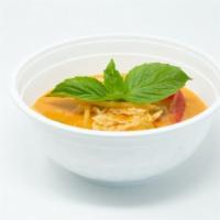 Red Curry · Basil, peas, bell peppers, bamboo shoots.