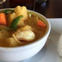 Pineapple Curry · Pineapple, potatoes, carrots, white onion, bell peppers.