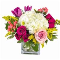 My Sweetie · Send this sweet arrangement to your sweetie! Hydrangea, roses and tulips are arranged in a s...