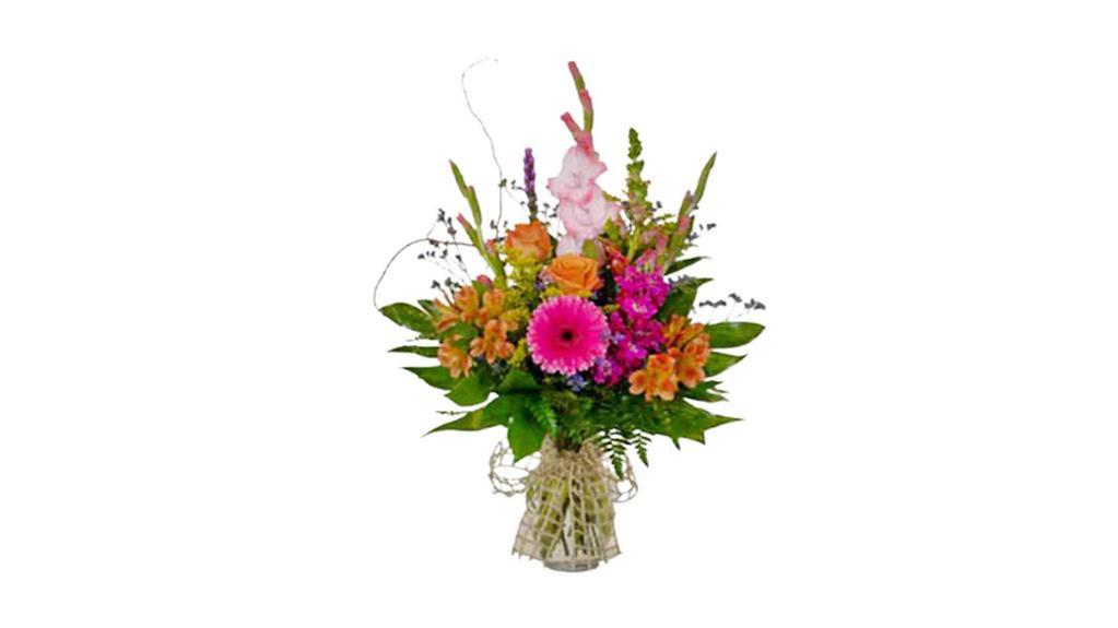 Happy Day · Make their day a great one with our Happy Day arrangement. This beautiful assortment includes alstromeria, gerbera daisies, and gladiolus to create a lovely display. Our Happy Day is the perfect size for a desk or coffee table.

Approx 26