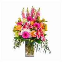 Take Her Breath Away · Take her breath away with this stunning mix of flowers in pinks, oranges and yellows.

Appro...
