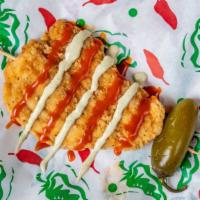 Chicken On A Stick · Add jalapeños, red hot sauce, and poblano ranch dressing.