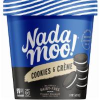 Nadamoo! - Cookies & Creme 16 Oz · Sweet creme blended with chocolate cookies.