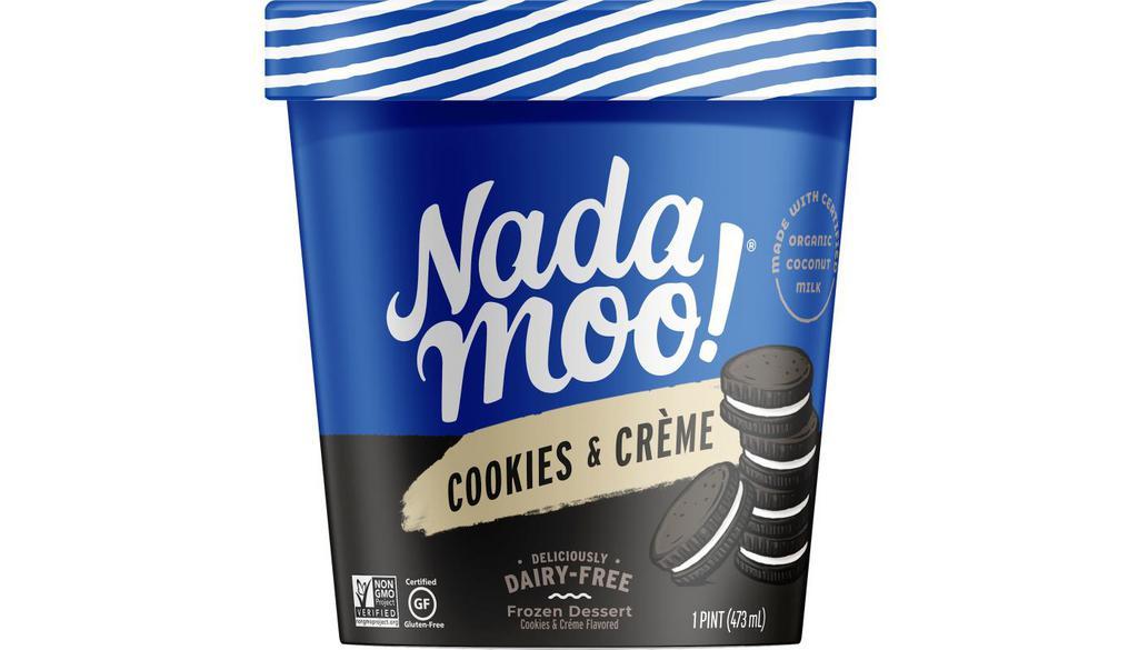 Nadamoo! - Cookies & Creme 16 Oz · Sweet creme blended with chocolate cookies.