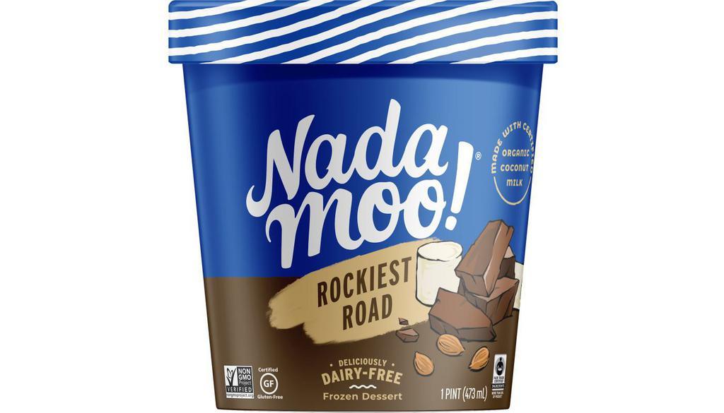 Nadamoo! - Rockiest Road 16 Oz · Chocolate cookie crumbles, crunchy almonds and swirly marshmallows.
