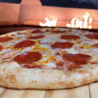 Pepperoni Pizza · Classic Pepperoni Pizza with Red Sauce, Pecorinno Romano, Artisan Shredded Cheeses, and Pepp...