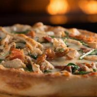 Chicken Alfredo · Alfredo Sauce, Artisan Cheeses, Grilled Chicken, Applewood Bacon, and Spinach