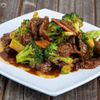 Broccoli Beef · Beef stir fried with broccoli and carrot.