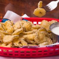 Togo Fried Pickle Chips · Thinly sliced Dill Pickles lightly fried. Served with Ranch.