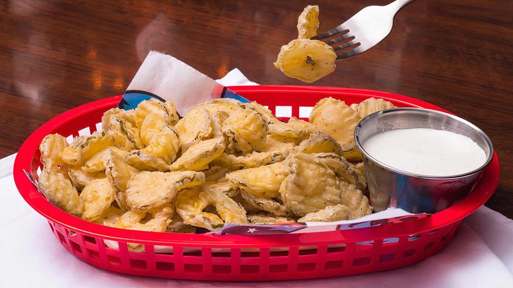 Togo Fried Pickle Chips · Thinly sliced Dill Pickles lightly fried. Served with Ranch.
