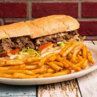 Togo Midnight Masterpiece · Award-winning Roast Beef Debris Po'boy, dressed. Served with a side of French Fries.
