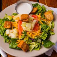 Togo Side Salad · Mixed greens, cucumbers, tomatoes, cheddar cheese, and leidenheimer croutons. Choice of dres...