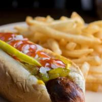 Sahlen’S Hot Dog · Hot Dog, Ketchup, Mustard, Dill Pickle, Sweet Relish & Onion

Includes Fries