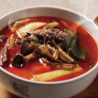 Spicy Beef Soup (Pa Gook) · Beef, green onion, bean sprout in spicy broth.