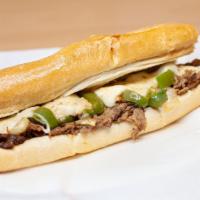 Philly Cheese Steak · Steak, grilled onions, bell peppers and melted cheese.