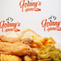 2Pc Granny’S Cajun Fried Catfish · 100% Catfish Seasoned with Granny's Cajun Seasoning Blend. Served with Texas Toast, Fries an...