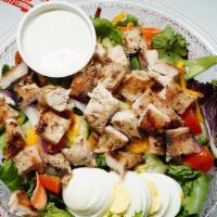 Granny'S Tossed Salads W/Grilled Chicken · Spring Mix topped with Tomato, Cheese, Bacon, Boiled Egg and your choice of dressing. Topped...