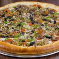 Combo Pizza · Most popular. Pizza with pepperoni, Canadian bacon, hamburger, Italian sausage, sausage, bla...