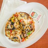 Supreme · Pizza sauce, Mozzarella cheese, pepperoni, mushroom, green pepper, red onion, black olive, g...