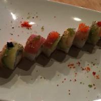 Sexy On The Beach Roll · Crab meat, Fresh Salmon, Tuna, Red Snapper, White Tuna, Avocado, Cucumber,       4 kinds of ...
