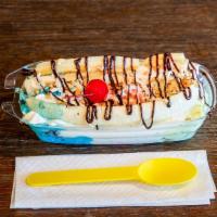 Banana Split Sundae · The classic banana split made with 3 scoops of your choice of ice cream, Whip Cream, and swe...