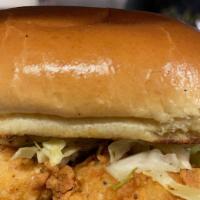 Chicken Sammy · Grilled or Fried. Toasted Buttered Bun, Pickled Slaw, Smoked Arbol Pepper Cholula Mayo.  Ser...
