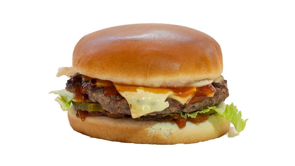 Yummy Bbq Burger · Beef patty, lettuce, BBQ onion, pickle, BBQ sauce with Swiss cheese.