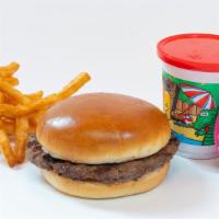Kids Hamburger · Kids Hamburger with Small French Fries, Soft drink and Toy.