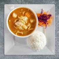 Curry Bradshaw · Yellow curry chili paste simmered in coconut milk with yellow onion, potato, and carrot.