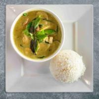 Curry Underwood · Green curry chili paste simmered in coconut milk with bamboo shoot, bell pepper, basil, and ...
