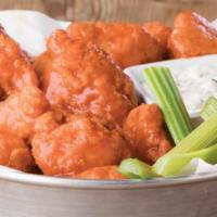 Boneless Wings · Served with celery and a side of ranch or bleu cheese dressing