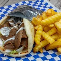 Gyros · Halal Beef Gyro wrap, comes with lettuce, tomatoes, onions, and our special delicious white ...