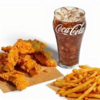 4 Tender Combo · 4 beer-battered chicken tenders, fries, and a cold drink. Swap fries for sweet potato fries ...