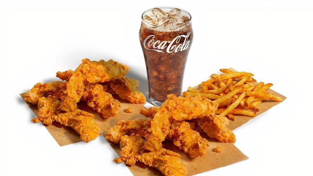 8 Tender Combo · 8 beer-battered chicken tenders, fries, and a cold drink. Swap fries for sweet potato fries or mac n' cheese (live a little).
