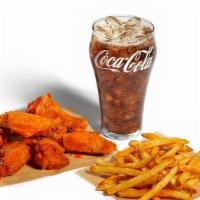 6 Wing Combo · 6 wings, fries, and a cold drink. Swap fries for sweet potato fries or mac n' cheese (live a...