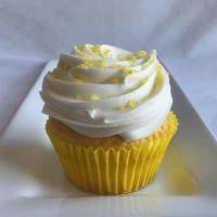 Lemon Drop Cupcake · Our lemon cake with lemon filling and butter cream icing.