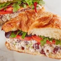 Harvest Chicken Salad (Contains Pecans) · Chicken salad with cranberries and pecans, spring mix and tomato on croissant. *This product...