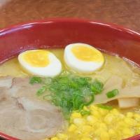 Tonkatsu Ramen · Top menu items. Egg, chasu, bamboo shoot, corn, green onion, and sesame.