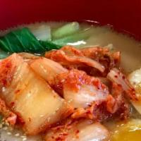 Kimchi Ramen · Egg, chasu, kimchi, baby bok choy, green onion, and sesame.