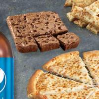 Cheese Pizza, Chztx, Brownie & Pepsi · Cheese Pizza, Cheesesticks, Brownie & Pepsi Bundle