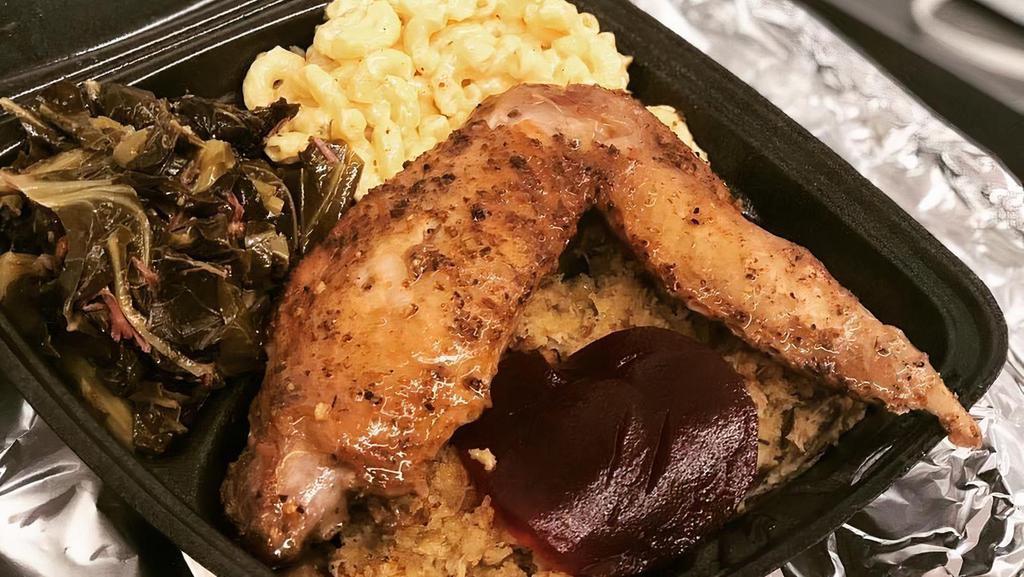 Turkey Wings · turkey wing over rice w/ 2 sides and cornbread

*leave two side choices in the note section