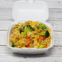 Kiddo Fried Rice · Thai style stir-fried rice with egg, broccoli and carrots.