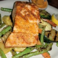 Grilled Salmon · Served With Rice and Veggies Add Pineapple Sauce for an additional charge