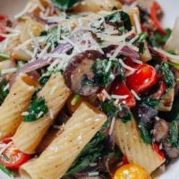 Pasta Primadonna · Red Bell Peppers, Baby Spinach, Roasted Garlic,. Extra Virgin Olive Oil, Red Onions, Cremini...