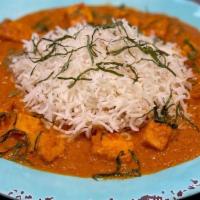 Butter Paneer Curry · Creamy tomato and yogurt curry sauce with cubes of Indian cheese, paneer. All curries come w...