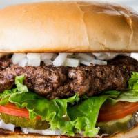Classic Burger · Angus beef, lettuce, tomato, onions, pickles, mayo