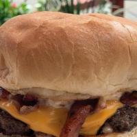 Baconey Bacon Burger · Angus beef, double bacon, American cheese, & bacon aioli