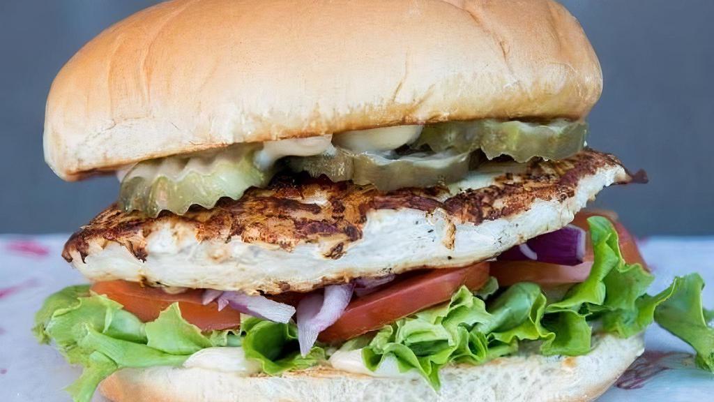 Chicken Sandwich · Lettuce, tomato, onions, pickles, mayo. Fried or Grilled.